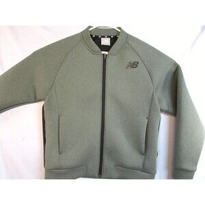 New Balance Track Jacket Mens Large Green Full Zip Athletic Knit Bomber Logo